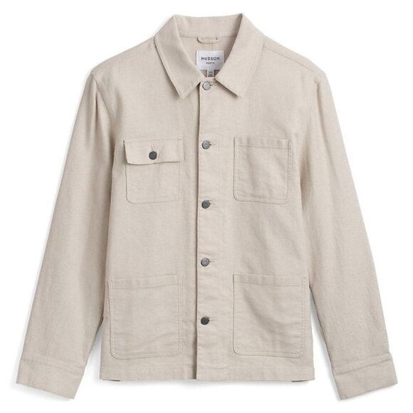 Hudson North The Linen Weekend Lightweight Shirt Jacket Shacket in Sand - Picture 1 of 11